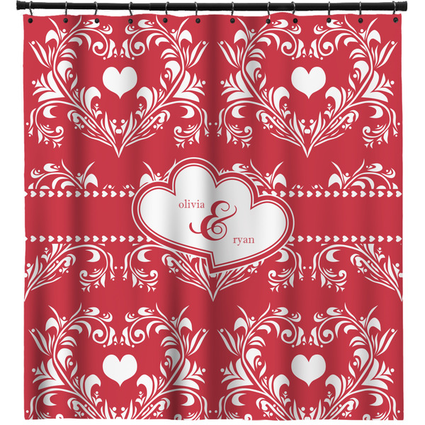 Custom Heart Damask Shower Curtain - 71" x 74" (Personalized)