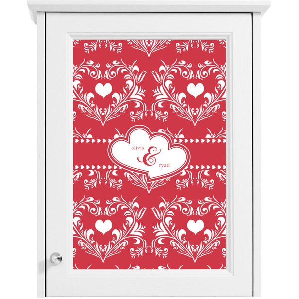 Heart Damask Single White Cabinet Decal