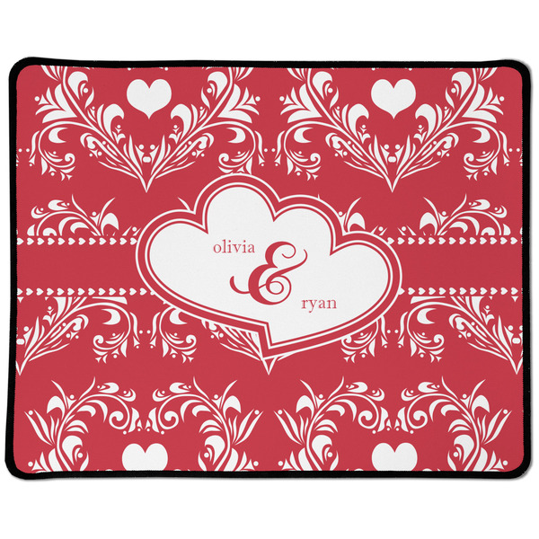 Custom Heart Damask Large Gaming Mouse Pad - 12.5" x 10" (Personalized)