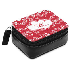 Heart Damask Small Leatherette Travel Pill Case (Personalized)