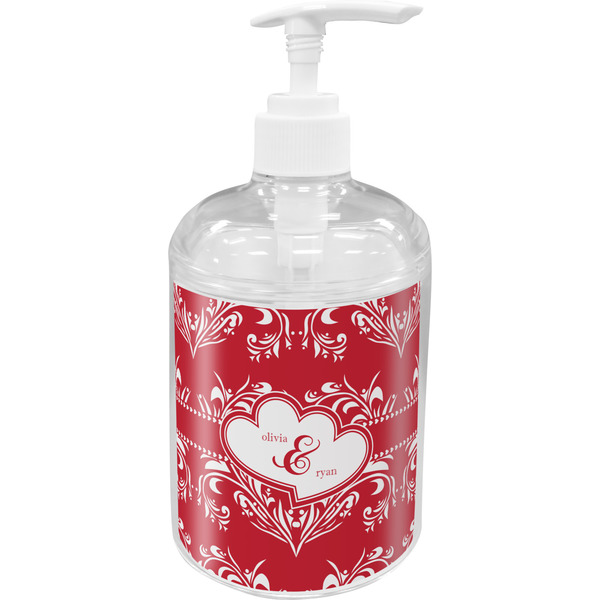 Custom Heart Damask Acrylic Soap & Lotion Bottle (Personalized)