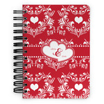 Heart Damask Spiral Notebook - 5x7 w/ Couple's Names