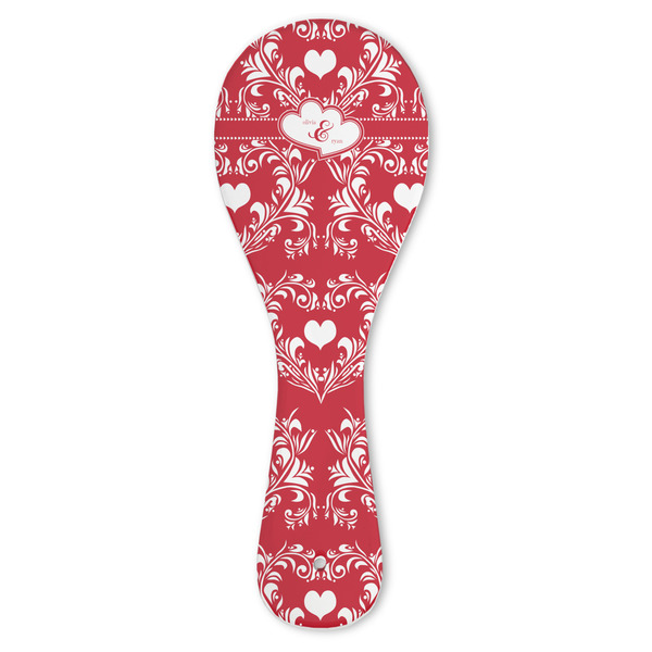 Custom Heart Damask Ceramic Spoon Rest (Personalized)
