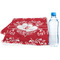 Heart Damask Sports Towel Folded with Water Bottle