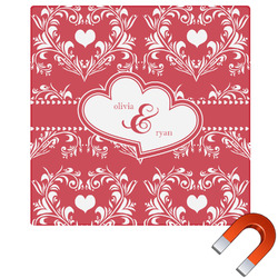 Heart Damask Square Car Magnet - 10" (Personalized)