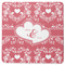 Heart Damask Square Rubber Backed Coaster (Personalized)