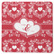 Heart Damask Square Rubber Backed Coaster (Personalized)