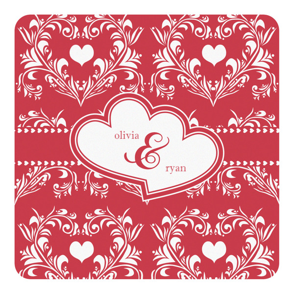 Custom Heart Damask Square Decal - XLarge (Personalized)