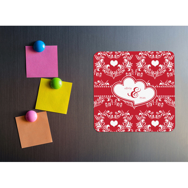 Heart Damask Square Fridge Magnet - LIFESTYLE