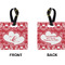 Heart Damask Square Luggage Tag (Front + Back)