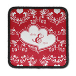 Heart Damask Iron On Square Patch w/ Couple's Names