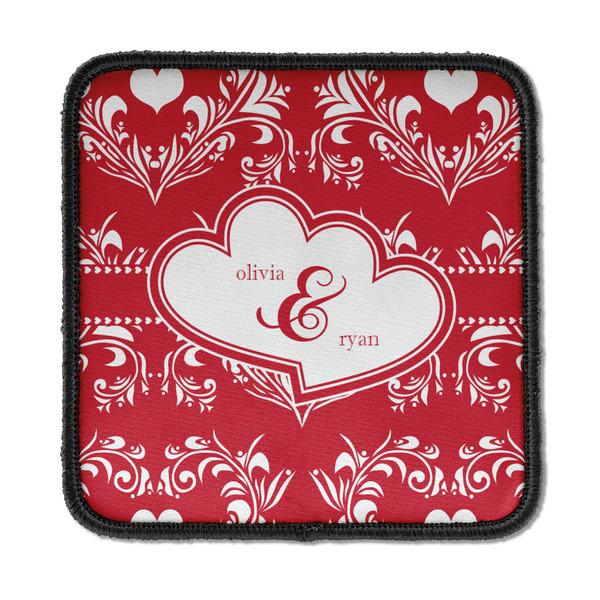 Custom Heart Damask Iron On Square Patch w/ Couple's Names