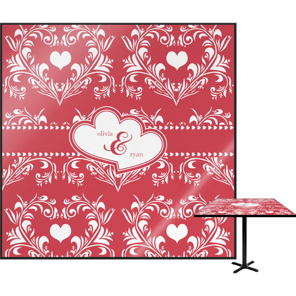 Custom Heart Damask Square Table Top (Personalized)
