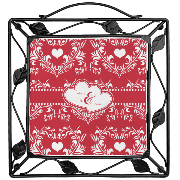 Custom Heart Damask Square Trivet (Personalized)