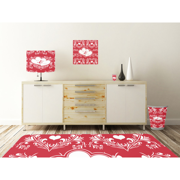 Heart Damask Square Wall Decal Wooden Desk