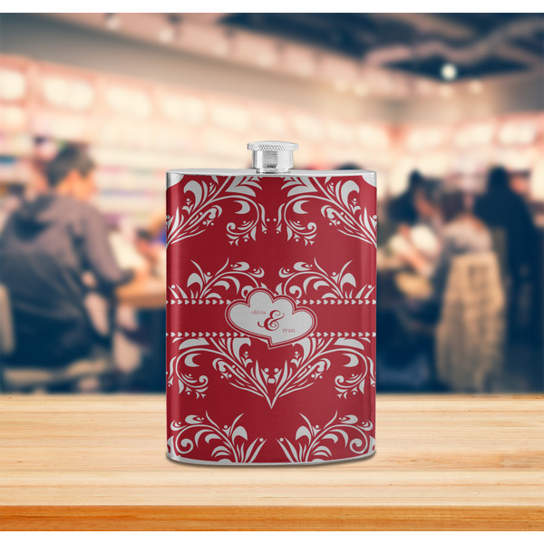 Heart Damask Stainless Steel Flask - LIFESTYLE 2