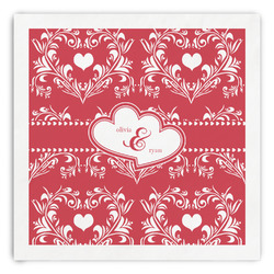 Heart Damask Paper Dinner Napkins (Personalized)