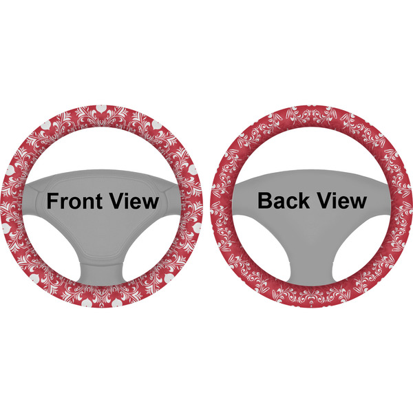 Heart Damask Steering Wheel Cover- Front and Back