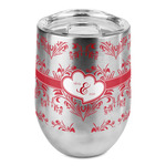 Heart Damask Stemless Wine Tumbler - Full Print (Personalized)