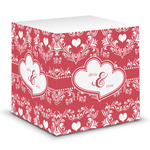Heart Damask Sticky Note Cube (Personalized)