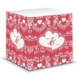 Heart Damask Sticky Note Cube (Personalized)