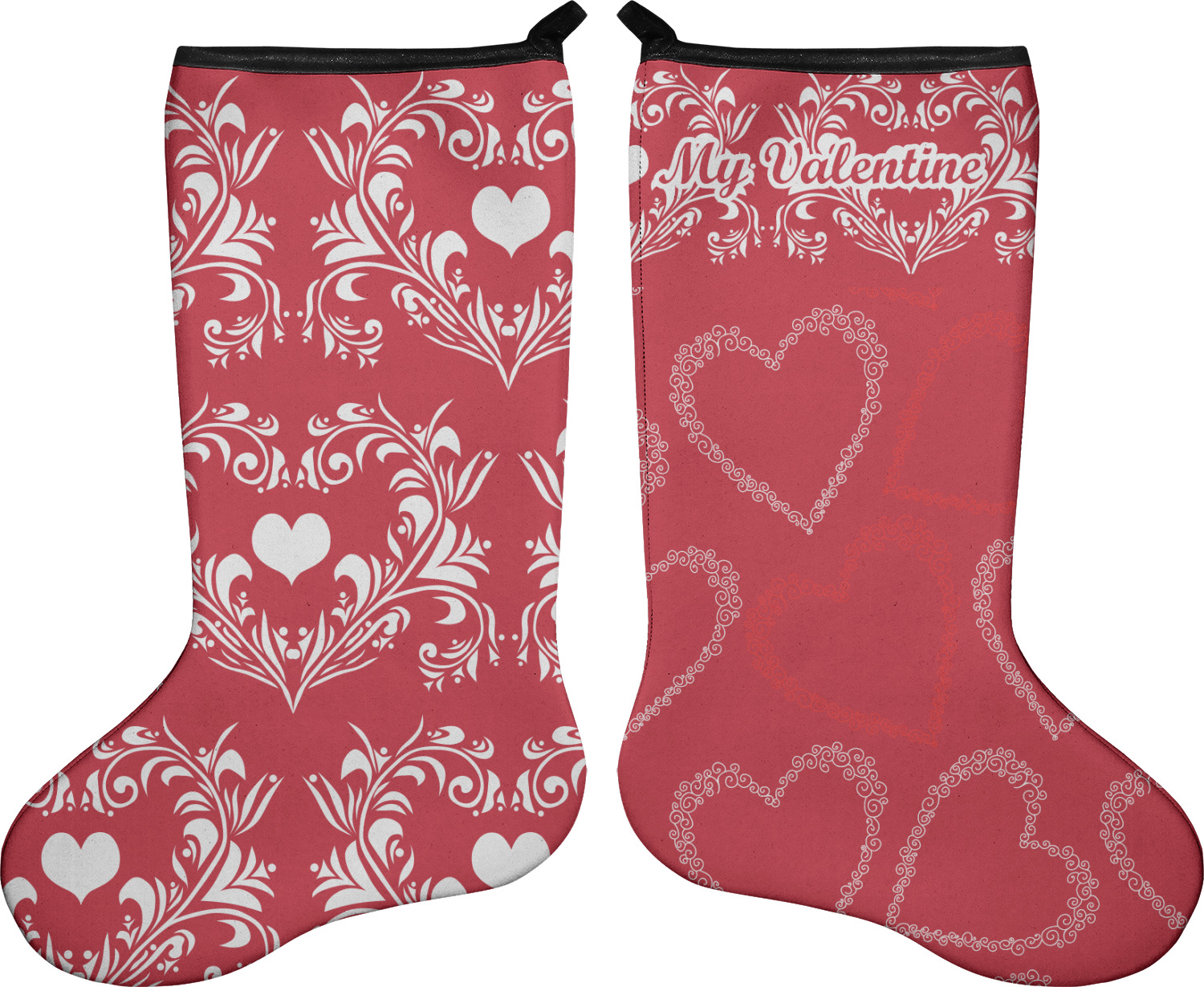 Heart Damask Christmas Stocking DoubleSided Neoprene