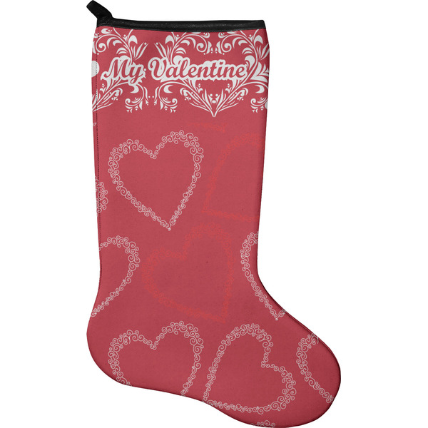 Custom Heart Damask Holiday Stocking - Single-Sided - Neoprene (Personalized)