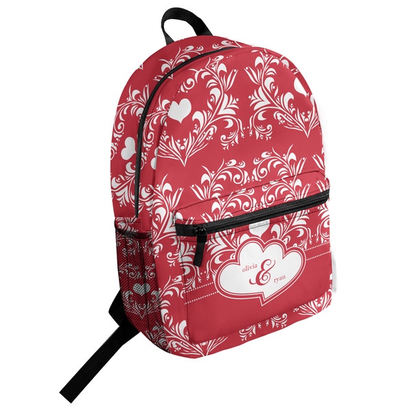 Custom Heart Damask Student Backpack (Personalized)