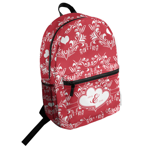 Custom Heart Damask Student Backpack (Personalized)