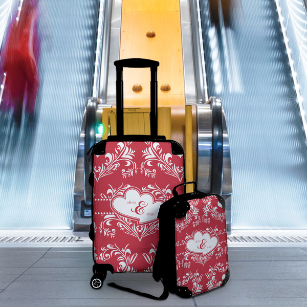 Heart Damask Suitcase Set 4 - IN CONTEXT
