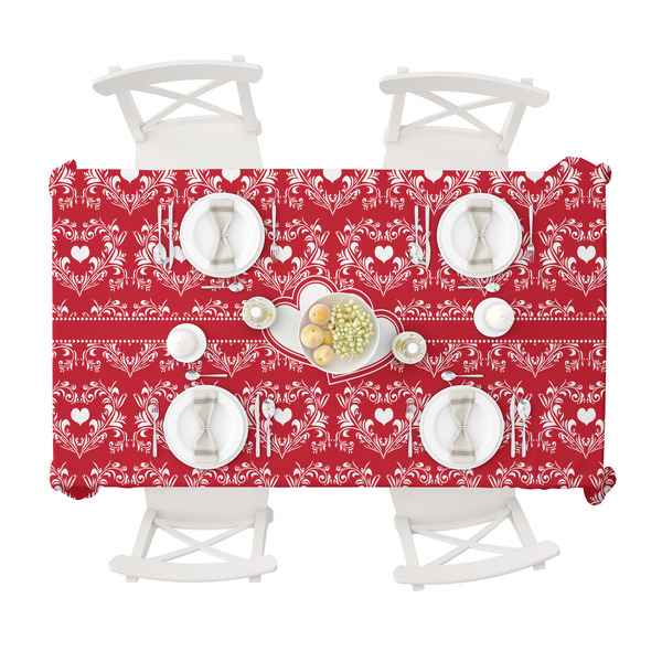 Heart Damask Tablecloths (58"x102") - TOP VIEW