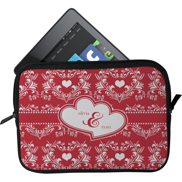 Custom Heart Damask Tablet Case / Sleeve - Small (Personalized)