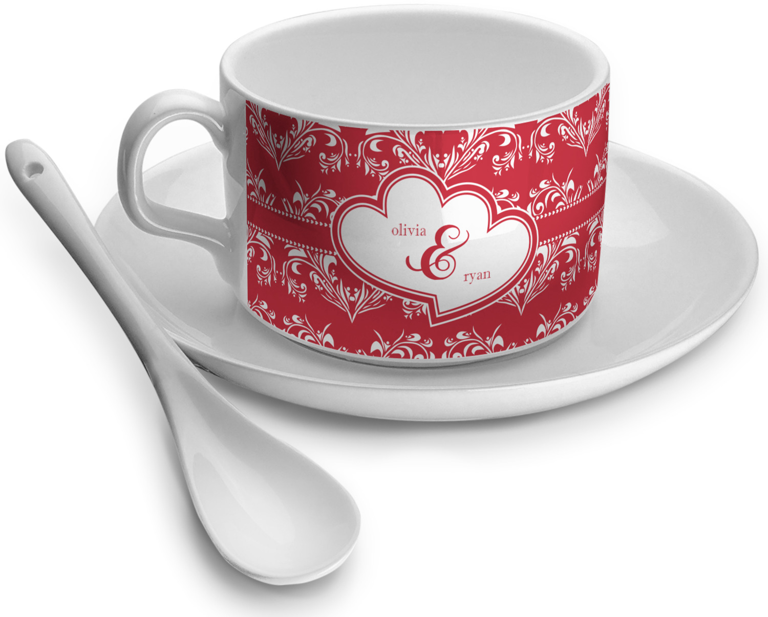 Heart Damask Tea Cup Single (Personalized) YouCustomizeIt