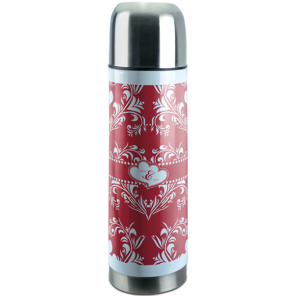 Custom Heart Damask Stainless Steel Thermos (Personalized)