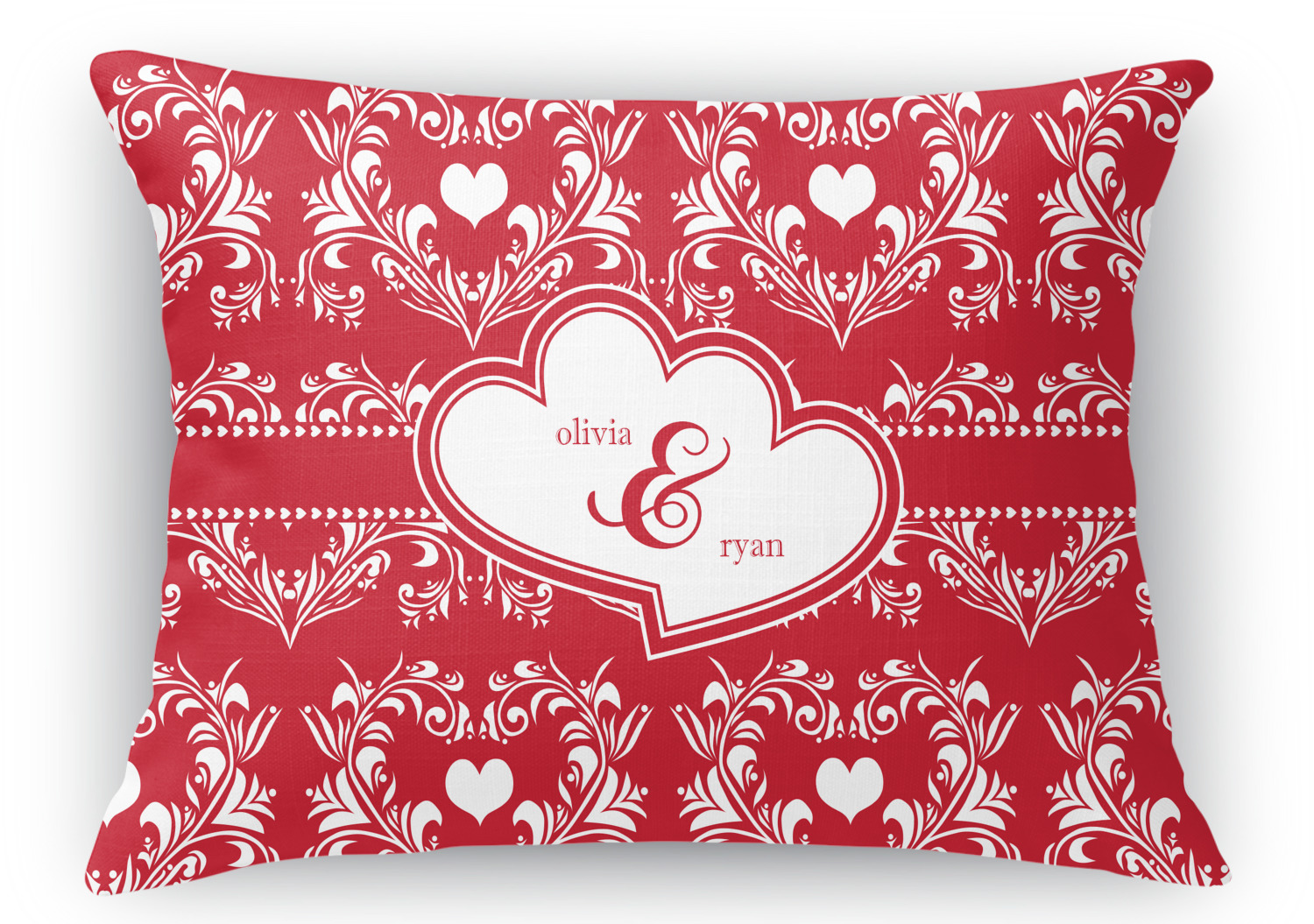 Custom Heart Damask Rectangular Throw Pillow Case (Personalized