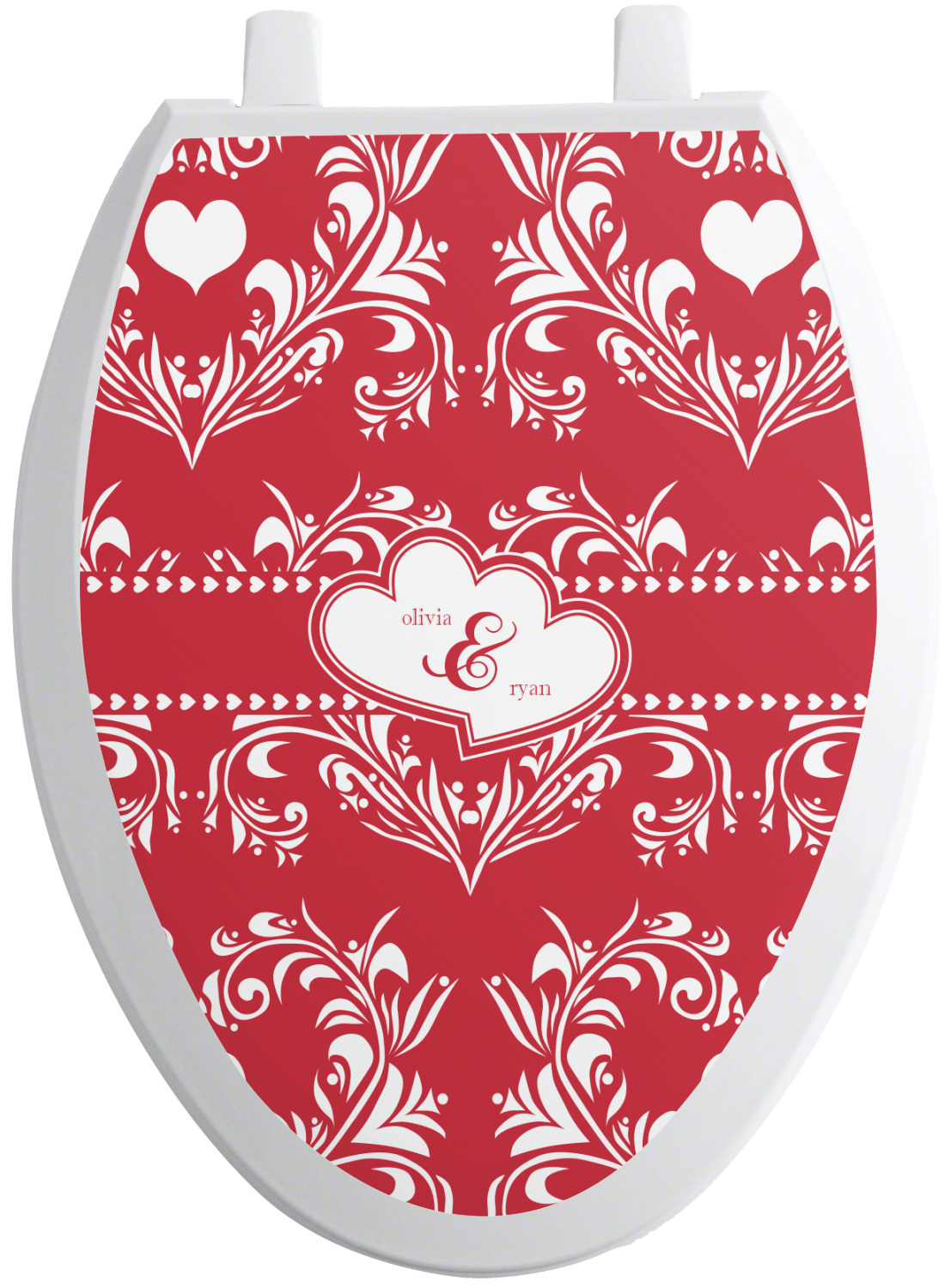 Heart Damask Toilet Seat Decal Elongated (Personalized) YouCustomizeIt