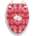 Heart Damask Toilet Seat Decal - Elongated (Personalized)