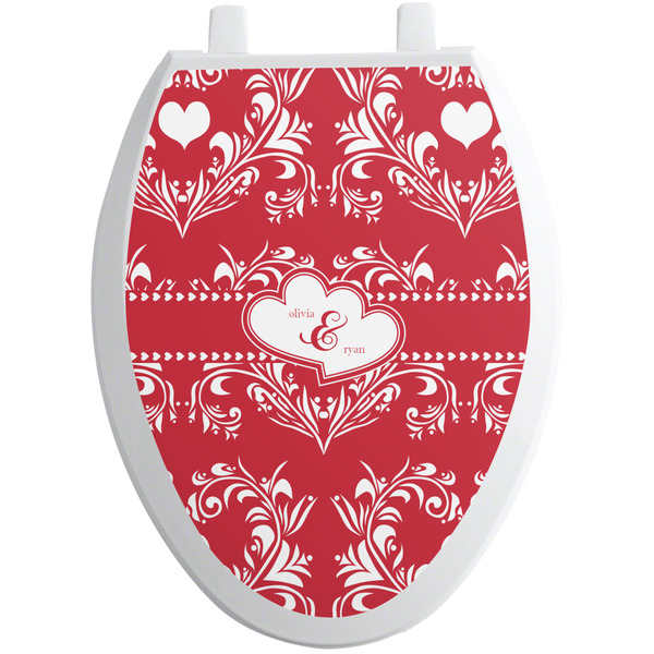 Heart Damask Toilet Seat Decal (Personalized)