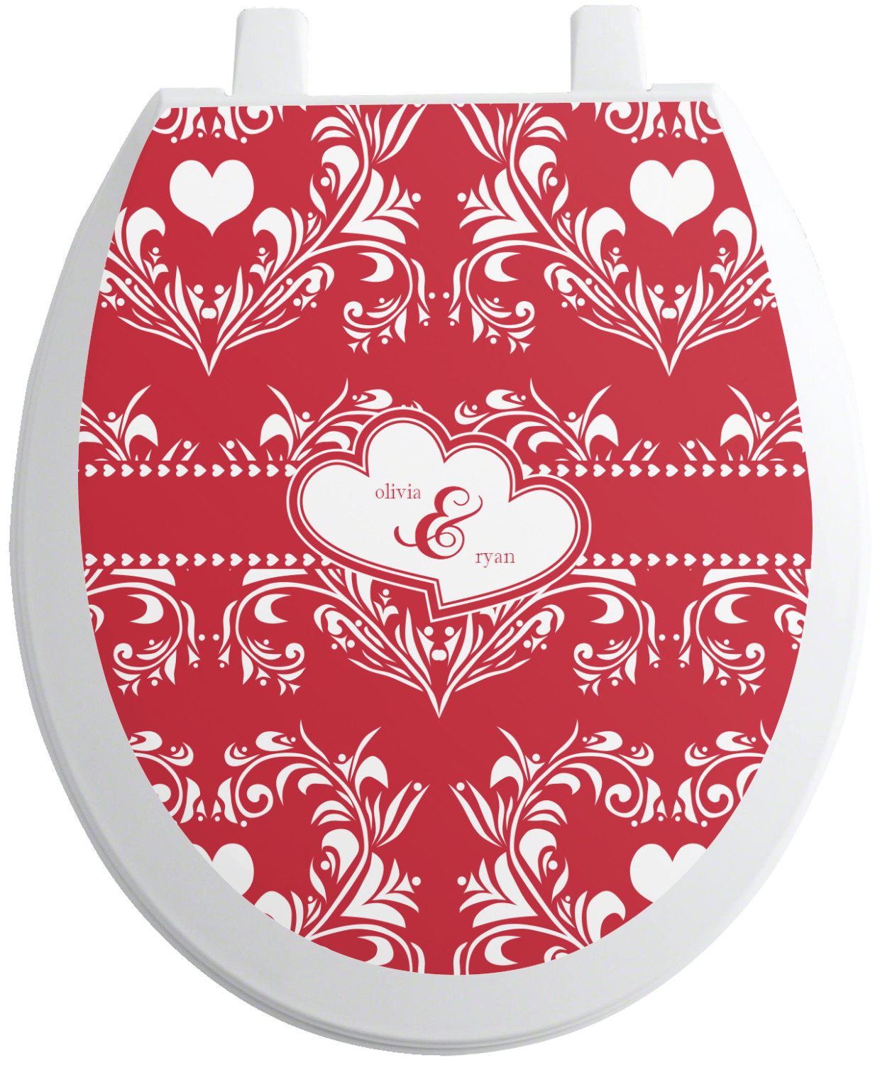 Custom Heart Damask Toilet Seat Decal (Personalized) YouCustomizeIt