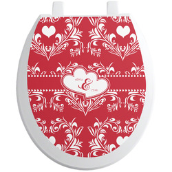 Heart Damask Toilet Seat Decal - Round (Personalized)