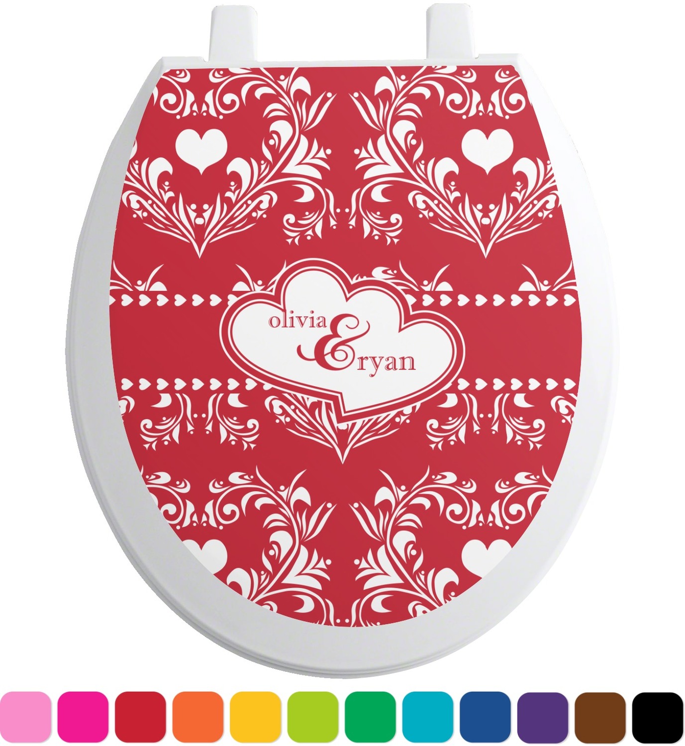 Heart Damask Toilet Seat Decal (Personalized) YouCustomizeIt