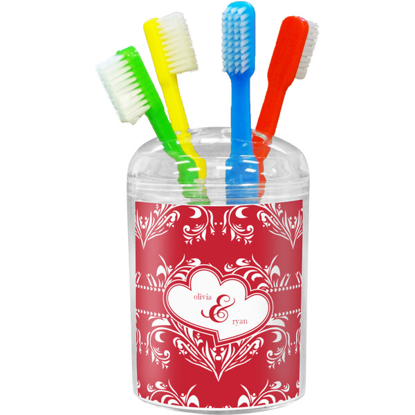 Custom Heart Damask Toothbrush Holder (Personalized)