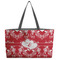 Heart Damask Tote w/Black Handles - Front View