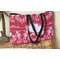 Heart Damask Tote w/Black Handles - Lifestyle View