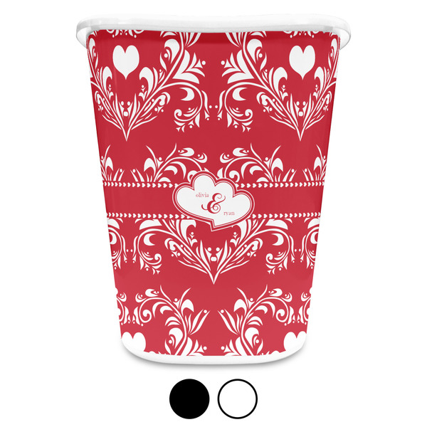 Heart Damask Custom Waste Basket