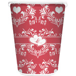 Heart Damask Waste Basket - Single Sided (White) (Personalized)