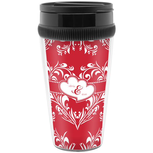Heart Damask Travel Mug (Personalized)
