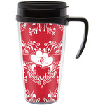 Heart Damask Acrylic Travel Mug with Handle (Personalized)