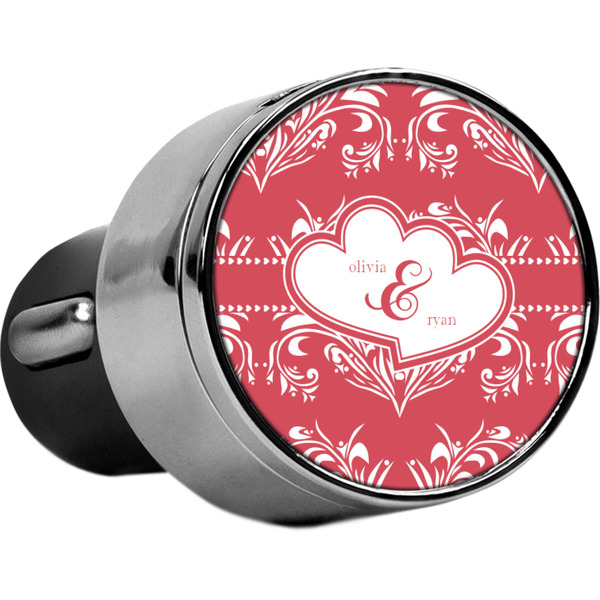 Custom Heart Damask USB Car Charger (Personalized)