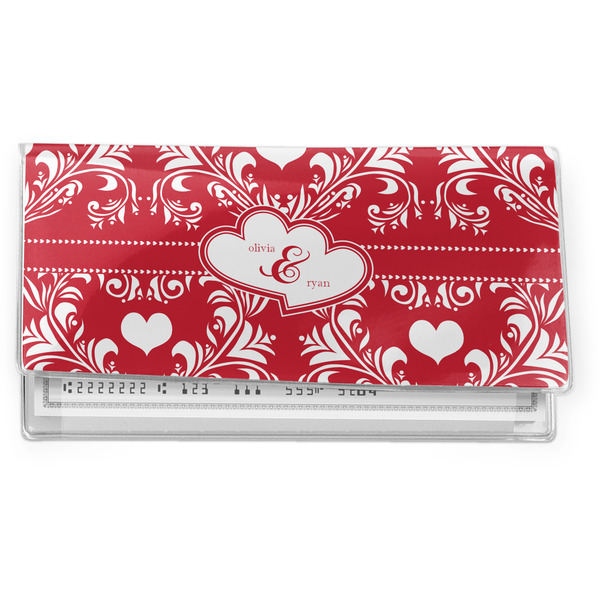 Custom Heart Damask Vinyl Checkbook Cover (Personalized)